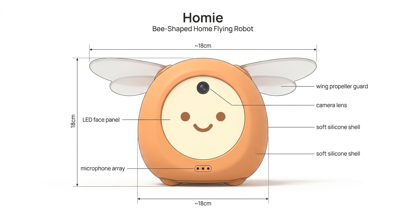 Homie front view technical diagram